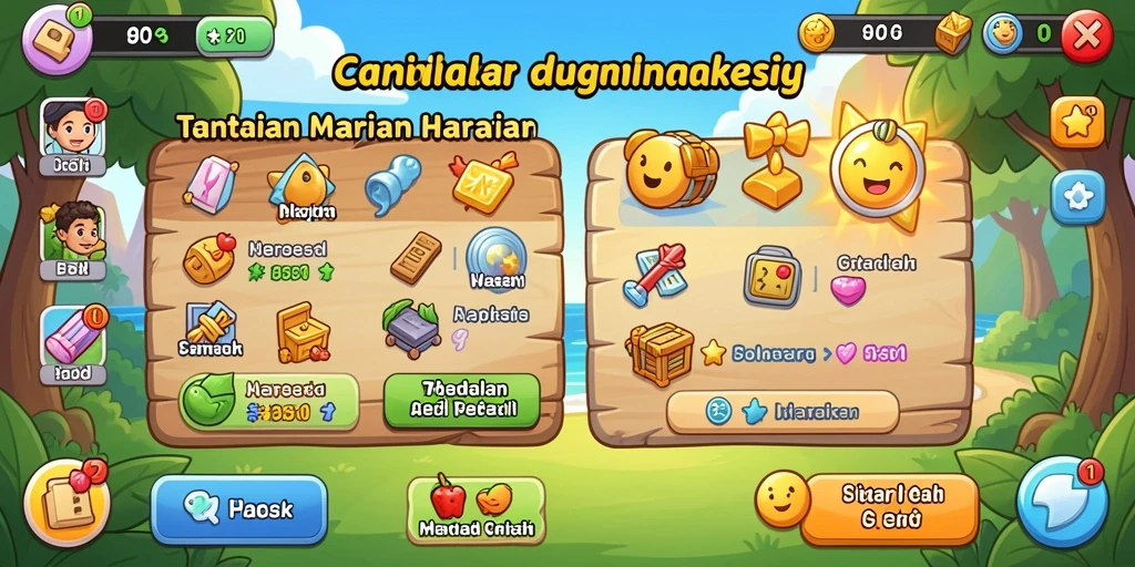 Screenshot menampilkan berbagai buah yang menjadi tema permainan.